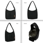 Angle – Black Bruno Canvas Tote Bag angle view minimal tote bag design