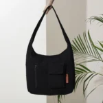 Front – Black Bruno Canvas Tote Bag front view minimal tote bag design