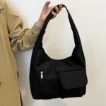 Model 1 Black Bruno Canvas Tote Bag for women casual tote bag model view