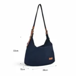 Size – Dark Blue Carol Canvas Crossbody Bag compact sling bag size view