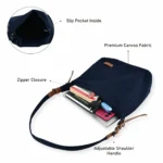 Info – Dark Blue Carol Canvas Crossbody Bag durable canvas bag product details