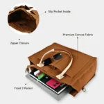 Info – Tan Ben Classic Handbag premium leather handbag product details view